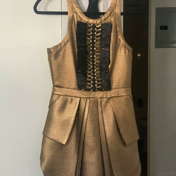 Sass & Bide Make a Reservation Dress in Gold - Picture 6 of 8